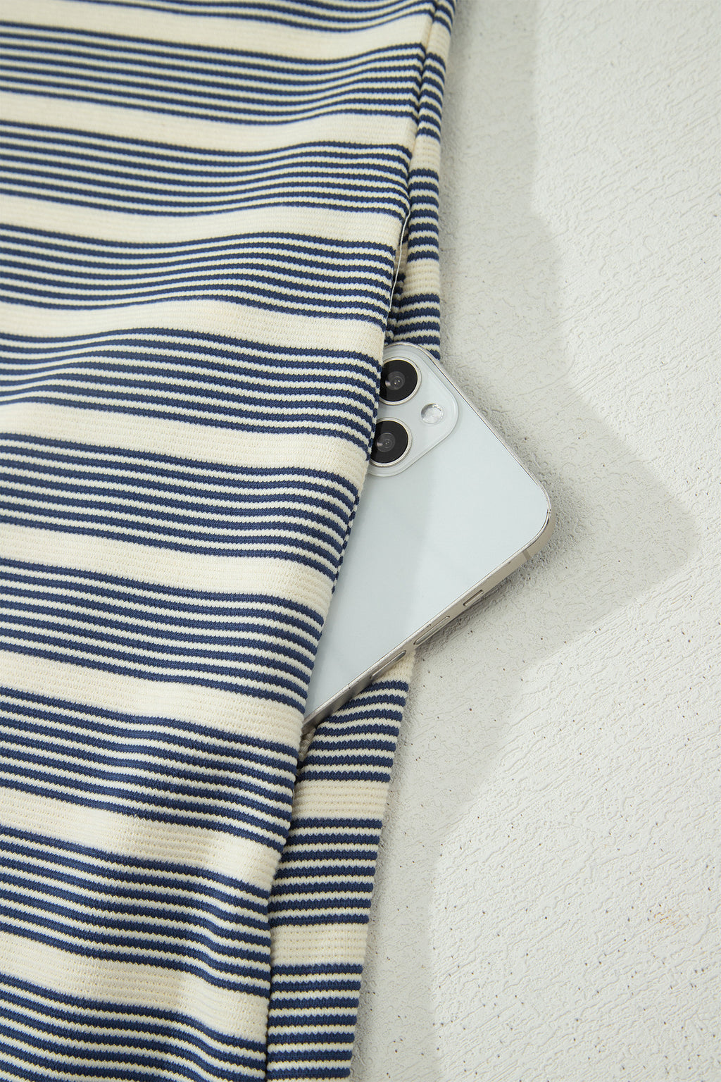 Blue Stripe Plus Size Contrast Trim Button V Neck Ruffle Sleeve Shift Dress 🇺🇸