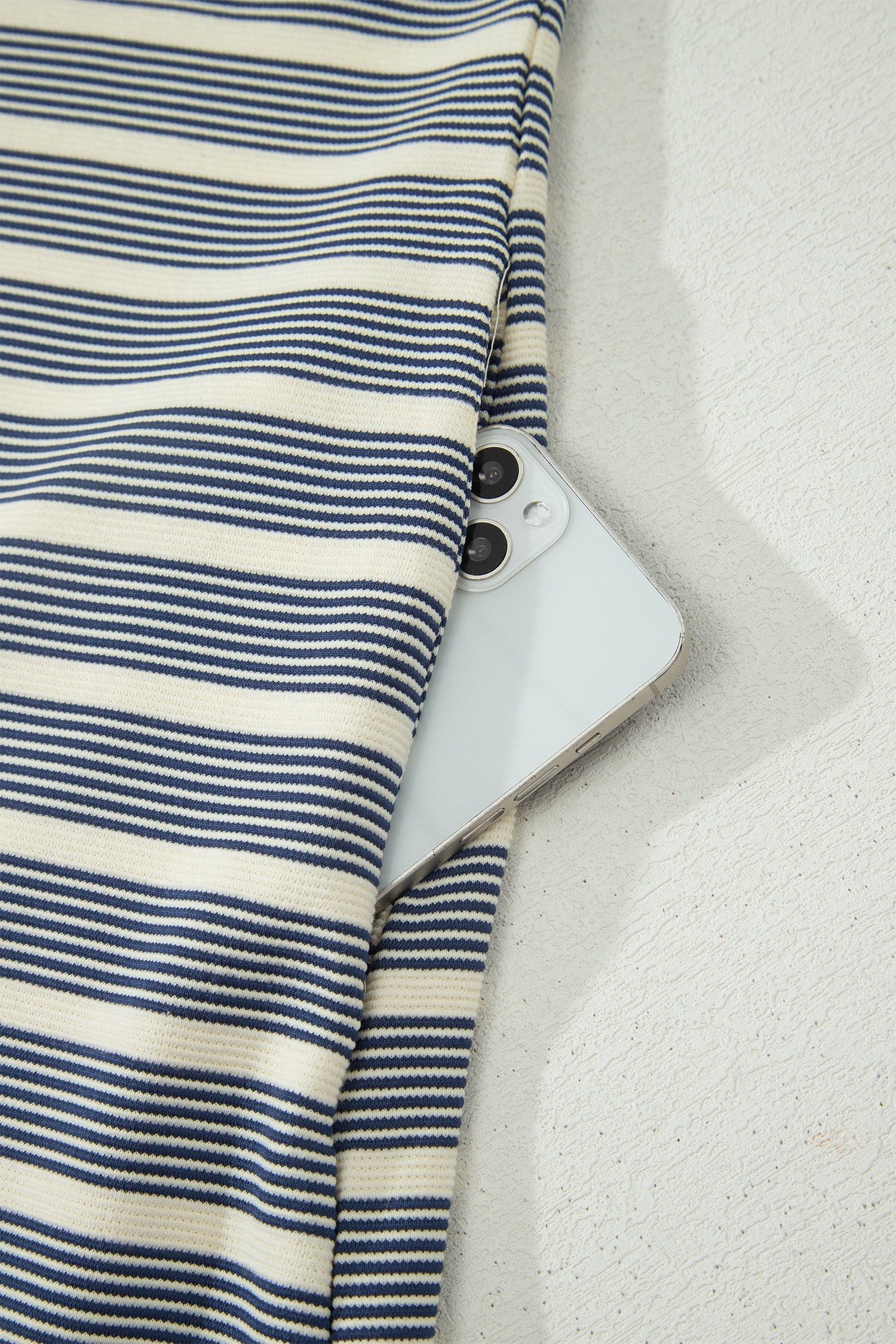 Blue Stripe Plus Size Contrast Trim Button V Neck Ruffle Sleeve Shift Dress 🇺🇸