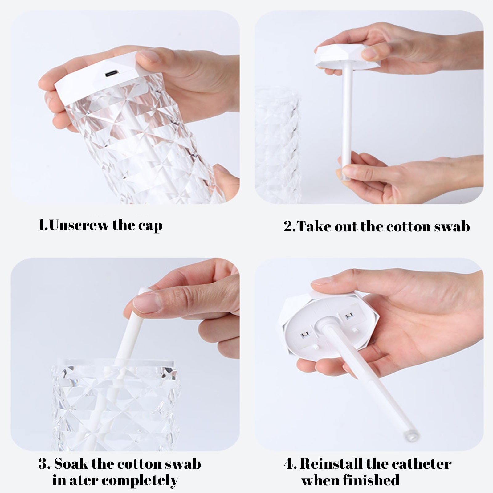 Crystal Lamp Air Humidifier Color Night Light Touch Lamp With Cool Mist Maker Fogger LED Atmosphere Room Decoration Home Decor Lights 🇨🇳