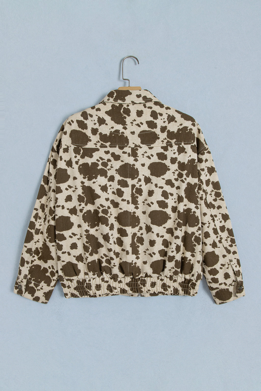 Brown Western Cow Print Cargo Pocket Denim Jacket 🇺🇸