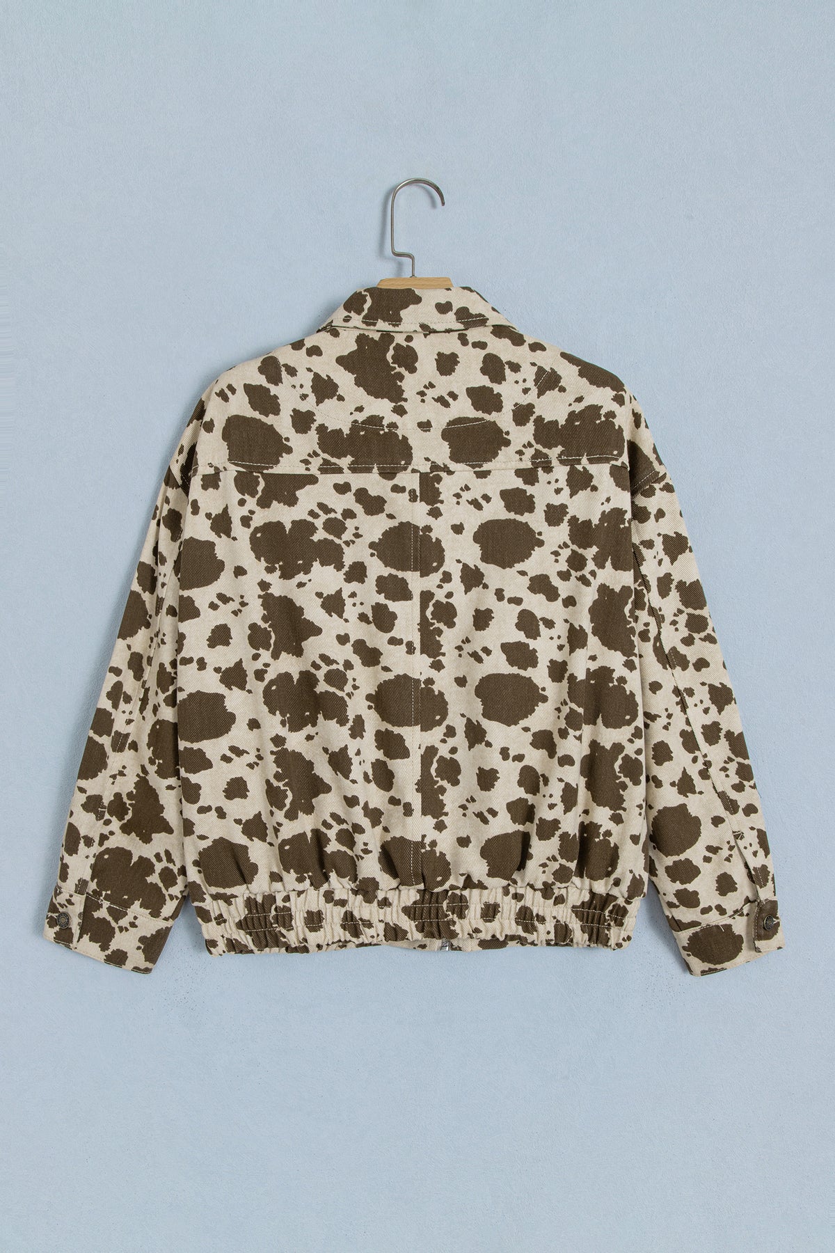 Brown Western Cow Print Cargo Pocket Denim Jacket 🇺🇸
