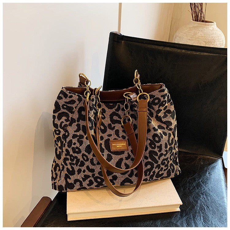 All-match Leopard Print One-shoulder Underarm Women's Bag Sense Large Capacity Totes 🇨🇳