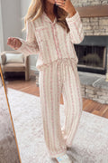 Pink Floral Print Long Sleeve Button Front Shirt Pajama Pant Set 🇺🇸