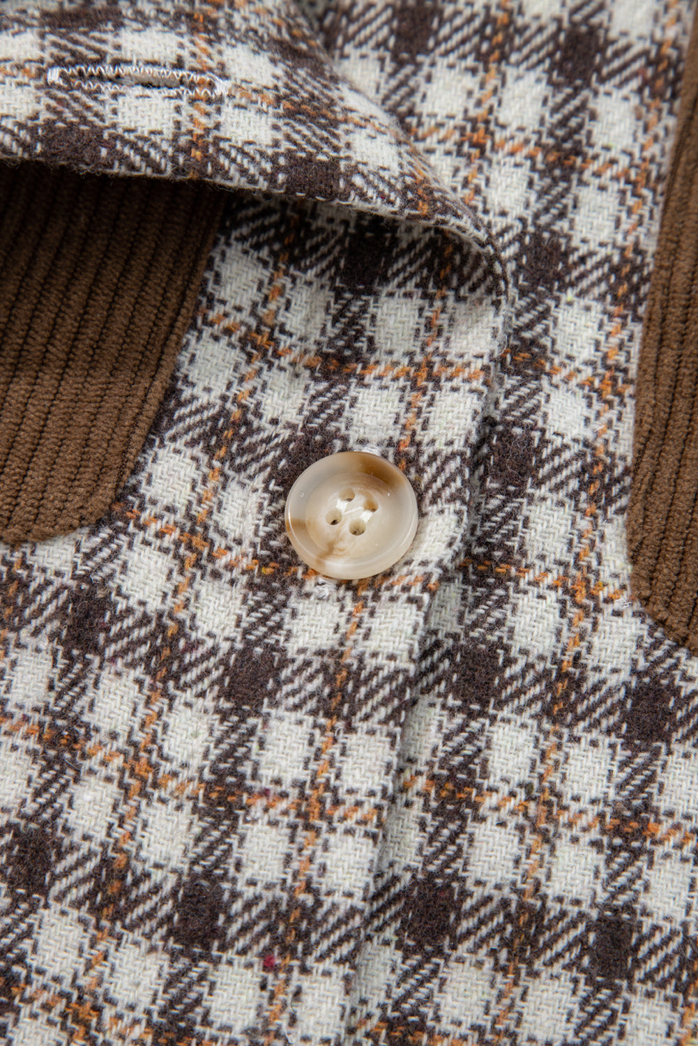 Casual Contrast Corduroy Flap Pocket Patchwork Plaid Shacket 🇺🇸