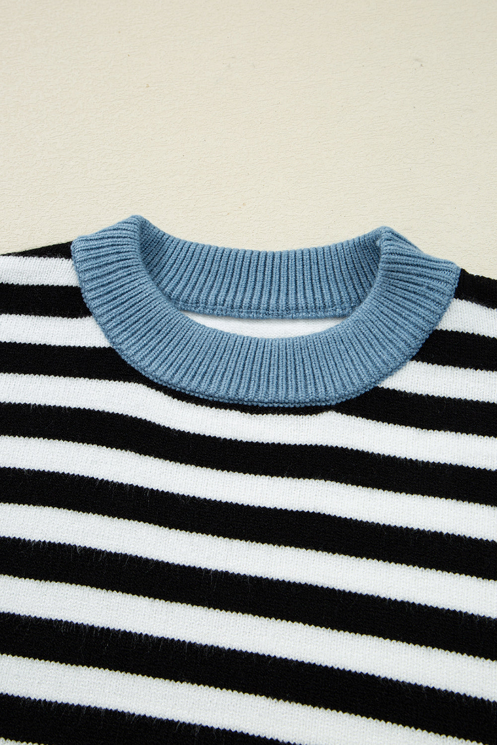 Color black Striped Panels Colorblock Sleeve Chic Sweater 🇺🇸