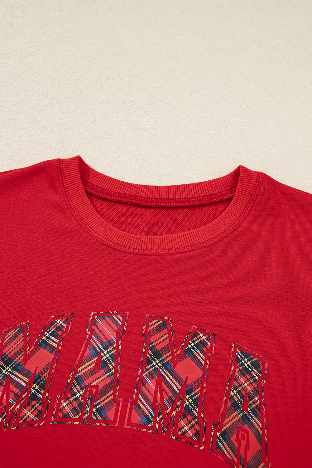 Red Plaid Mama Graphic Christmas Holiday Crewneck Pullover and Pants Two Piece Loungewear 🇺🇸