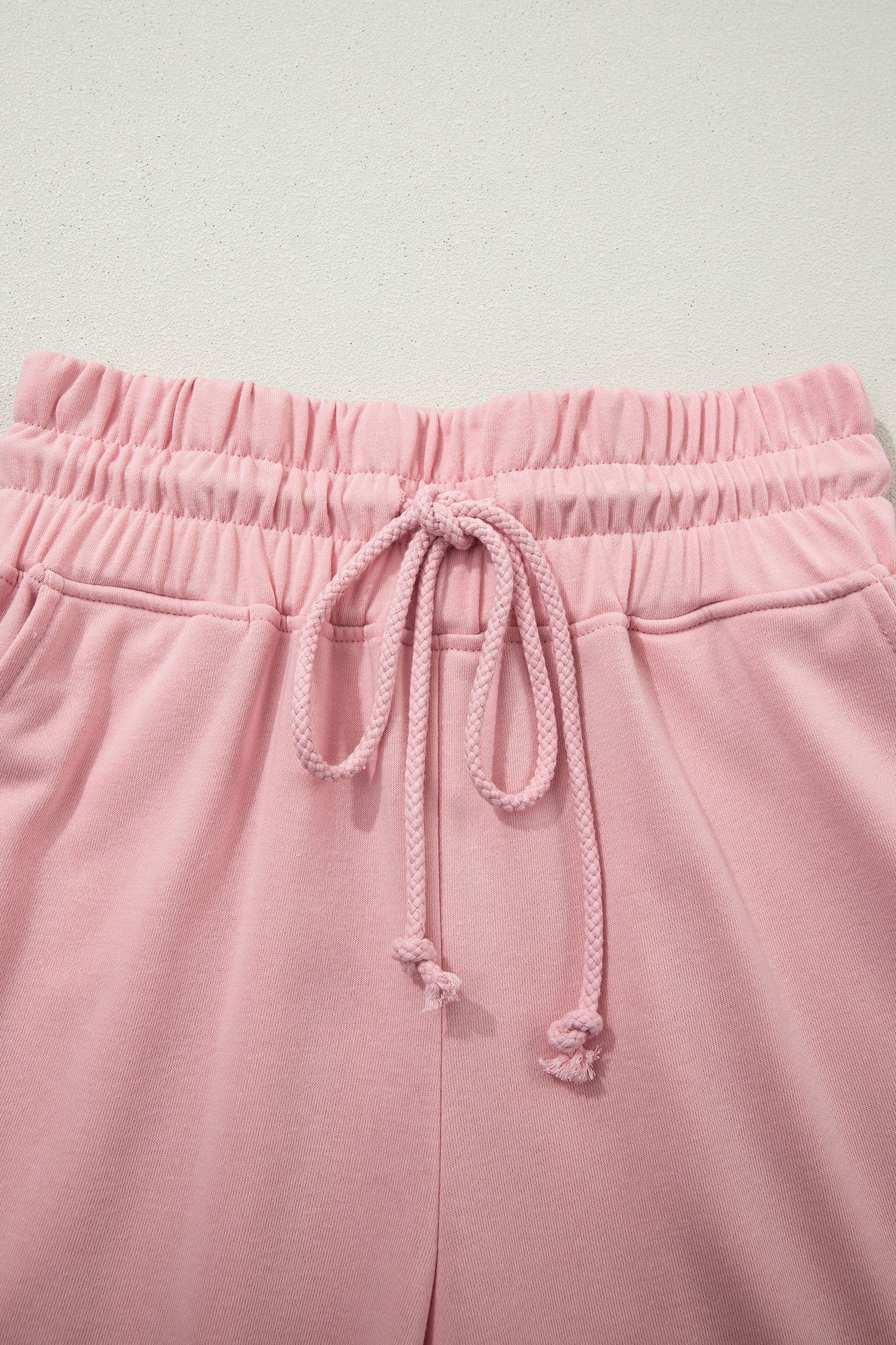 Light Pink Solid Color Loose Tee Drawstring Wide Leg Pants 2pcs Outfit 🇺🇸