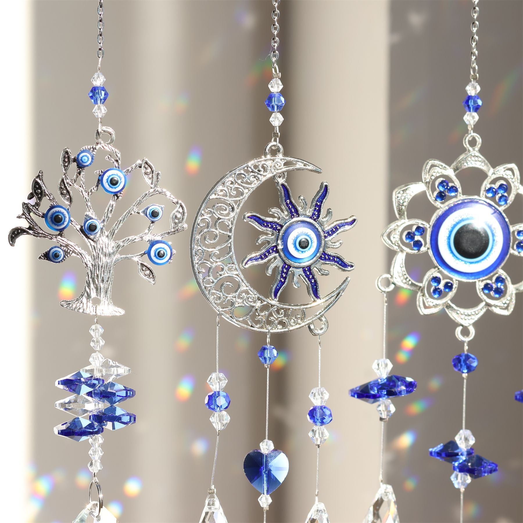 Devil's Eye Sunshine Catcher Lucky Tree Crystal Ornaments Outdoor Garden Home Window Hanging Decorations 🇨🇳