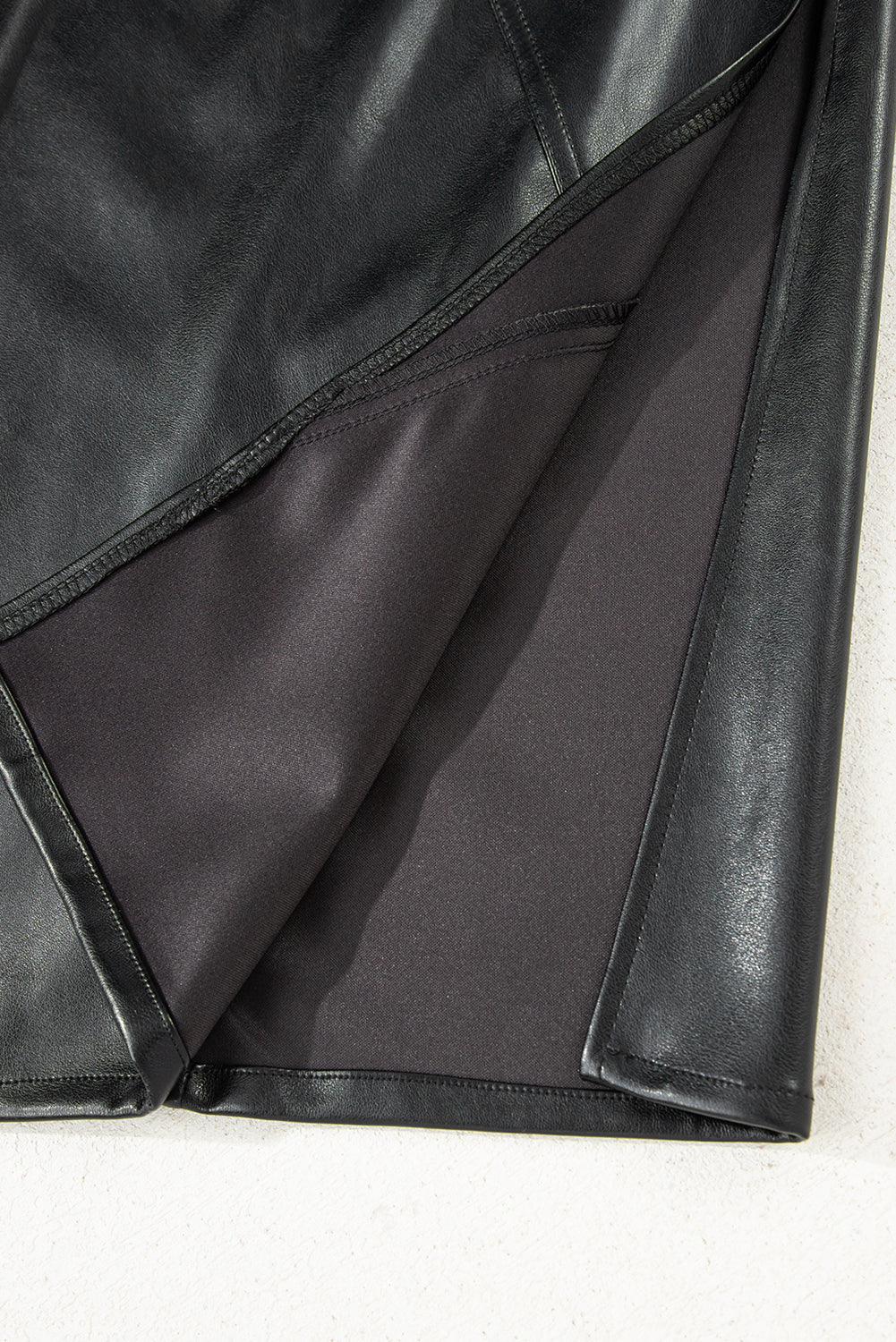 Black Faux Leather Side Slit Maxi Skirt 🇺🇸