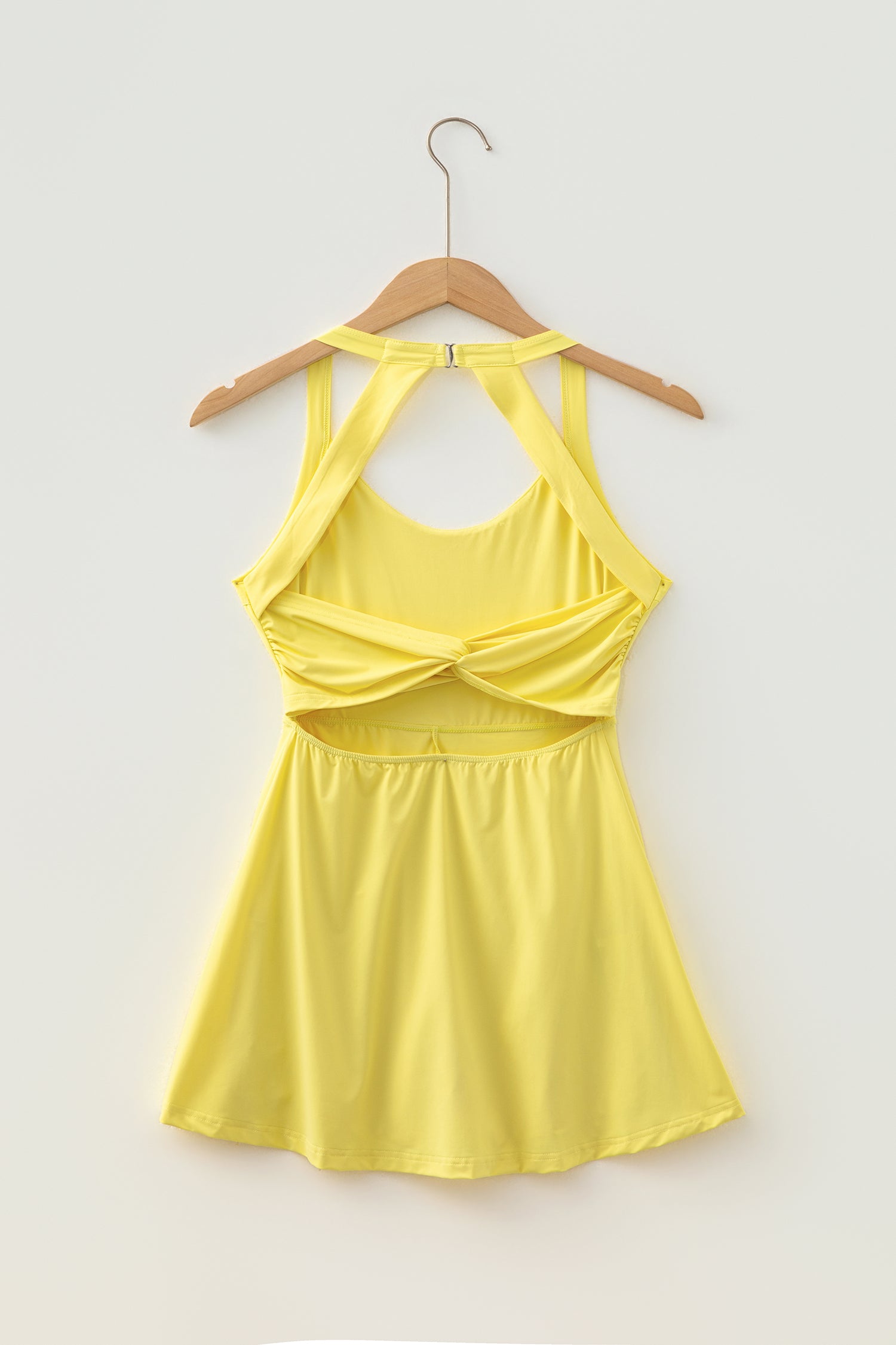 Yellow Cream Daring Back Cutout Active Mini Dress with Shorts 🇺🇸