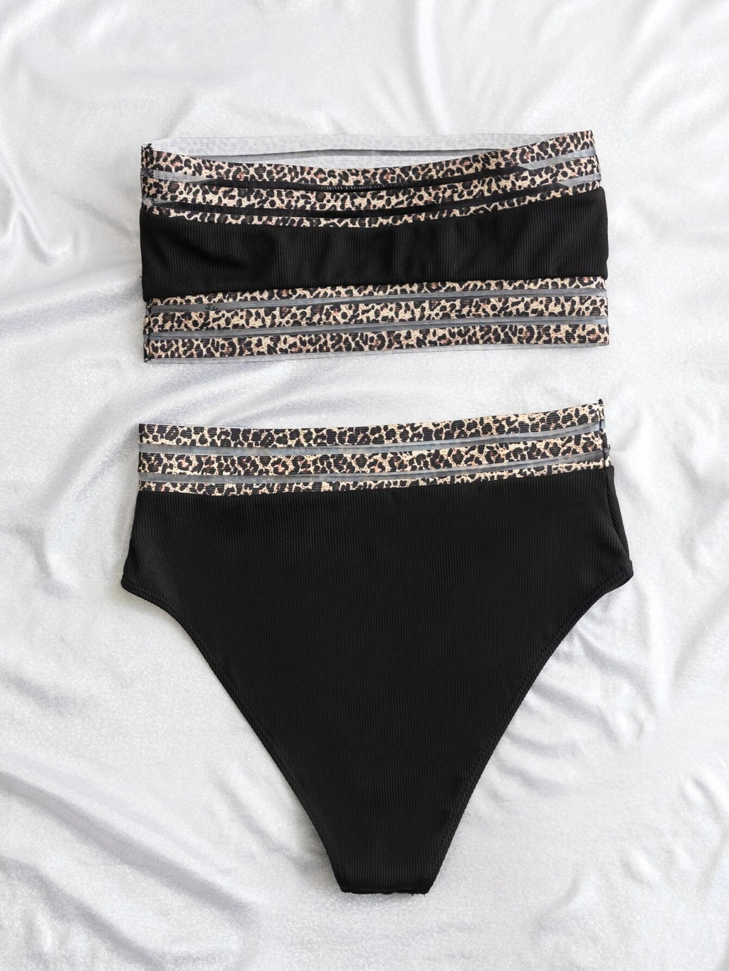 Split Swimsuit Leopard Splicing Strapless 🇬🇧