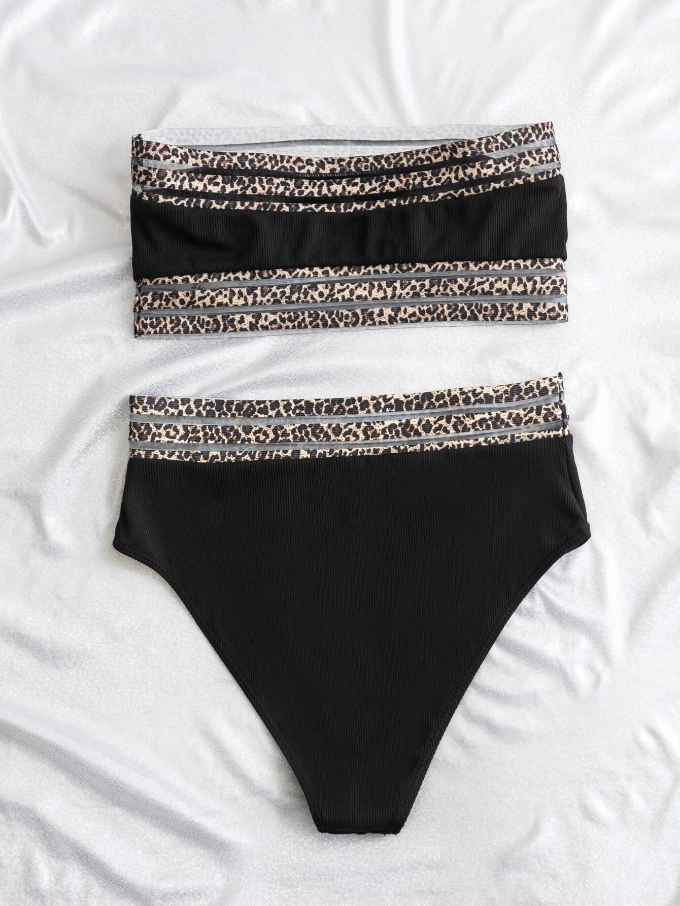 Split Swimsuit Leopard Splicing Strapless 🇬🇧