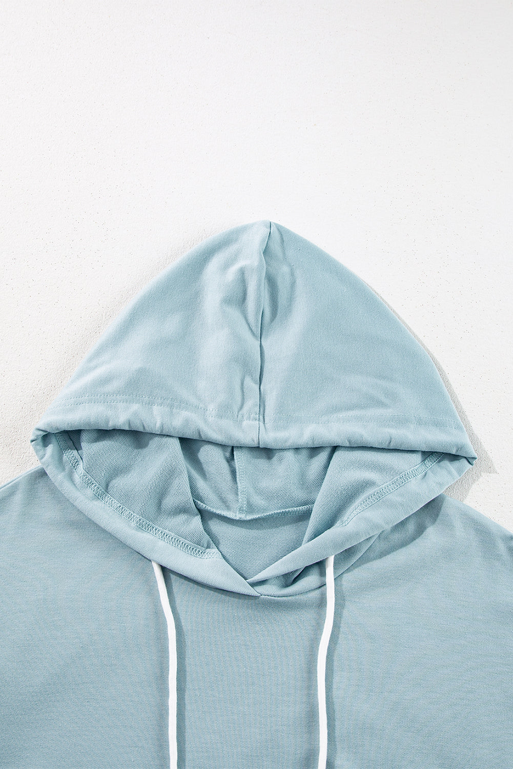 Iceland Blue Solid Ruffled Hem Loose Fit Tunic Hoodie 🇺🇸
