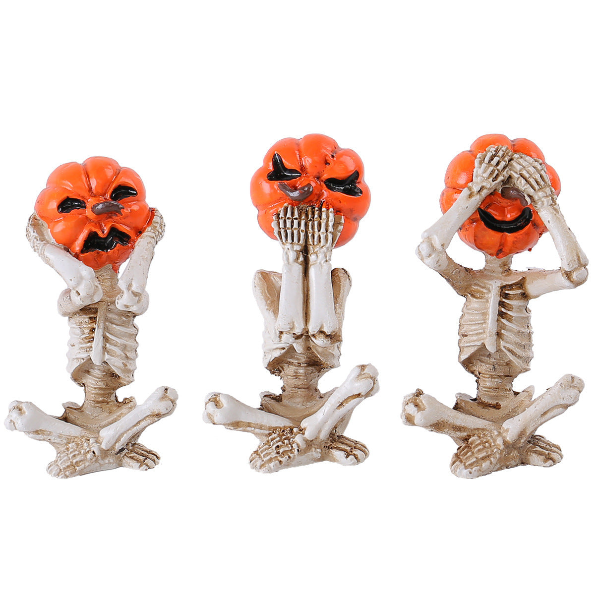 Pumpkin Head Skull Doll Ornaments Home Halloween Layout Props 🇨🇳