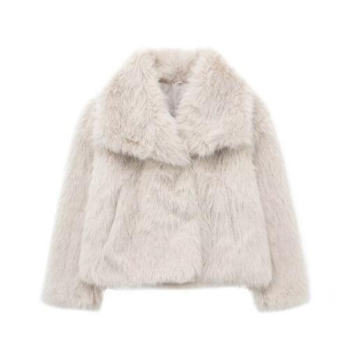 Winter Plush Coat Fashion Warm Thicken Fluffy Lapel Jacket Outwear with Casual Long Sleeve 🇨🇳