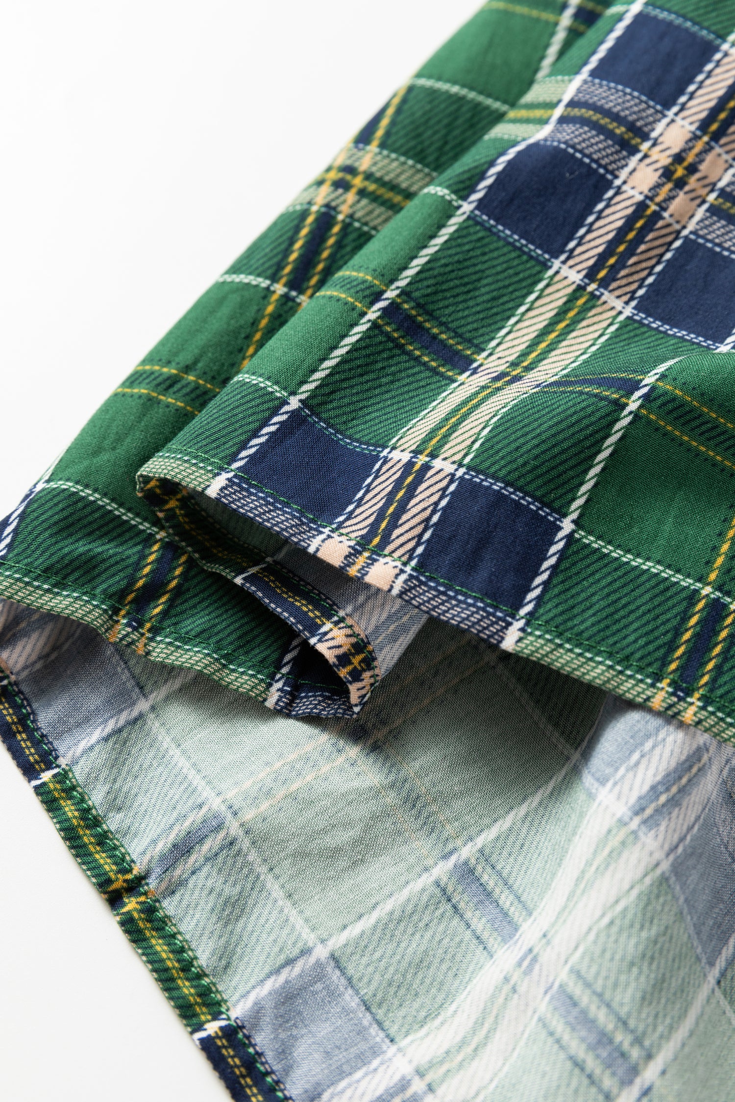 Green Plus Size Plaid Long Sleeve Notched Neck Shift Mini Dress 🇺🇸