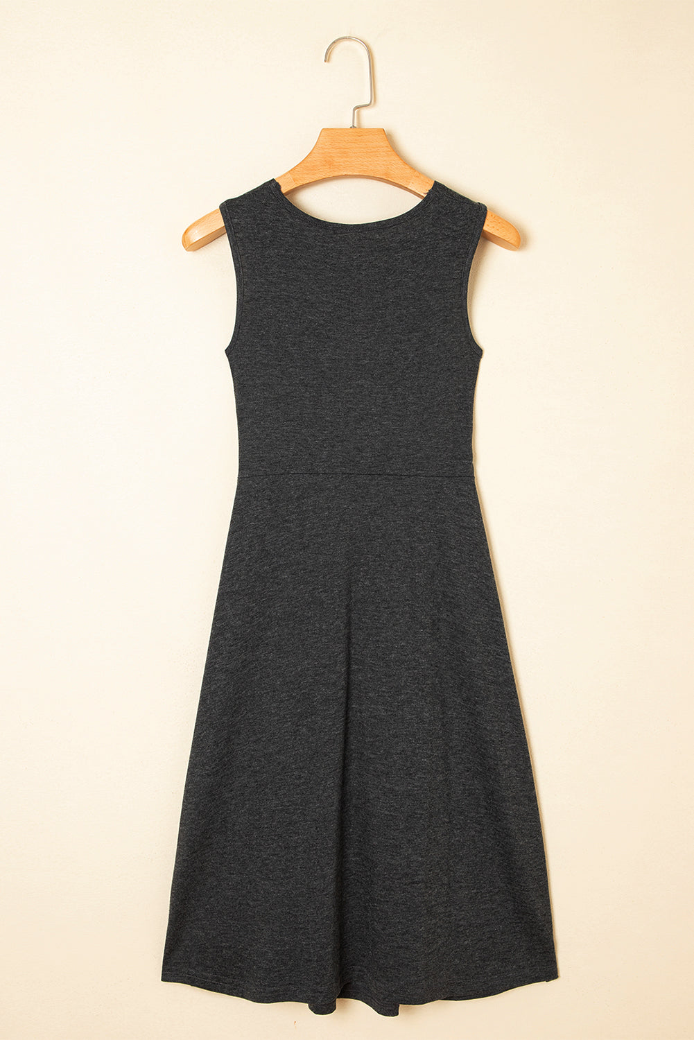 Carbon Grey Twisted Bust V Neck Sleeveless Dress 🇨🇳