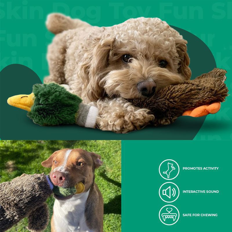 Best Pet Supplies 2-in-1 Stuffless Squeaky Dog Toys With Soft, Durable Fabric For Small, Medium, And Large Pets, No Stuffing For Indoor Play, Supports Active Biting And Play - 1Wild Duck 🇨🇳