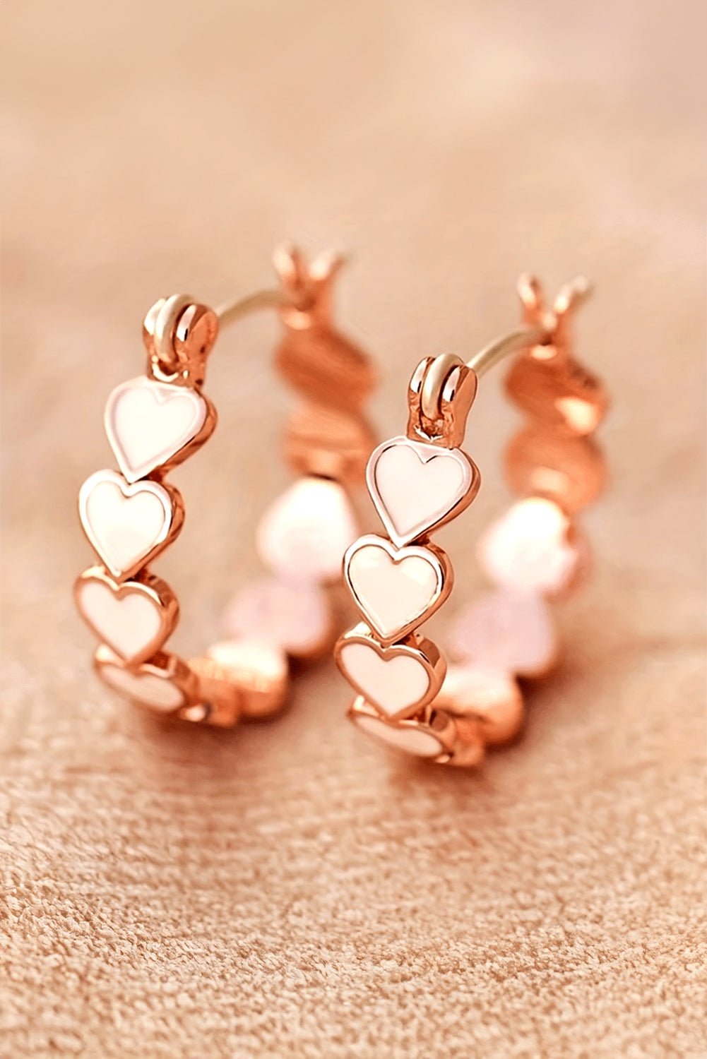 White Heart Shape Plated Alloy Small Hook Earrings 🇨🇳