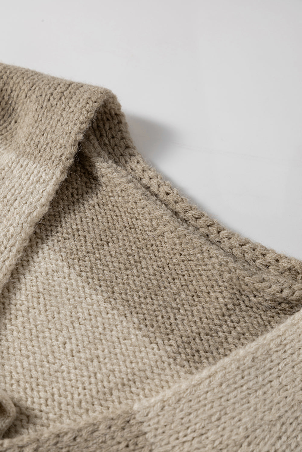 Khaki Striped Color Block Brushed Knit Bow Tie Front Sweater Cardigan 🇺🇲