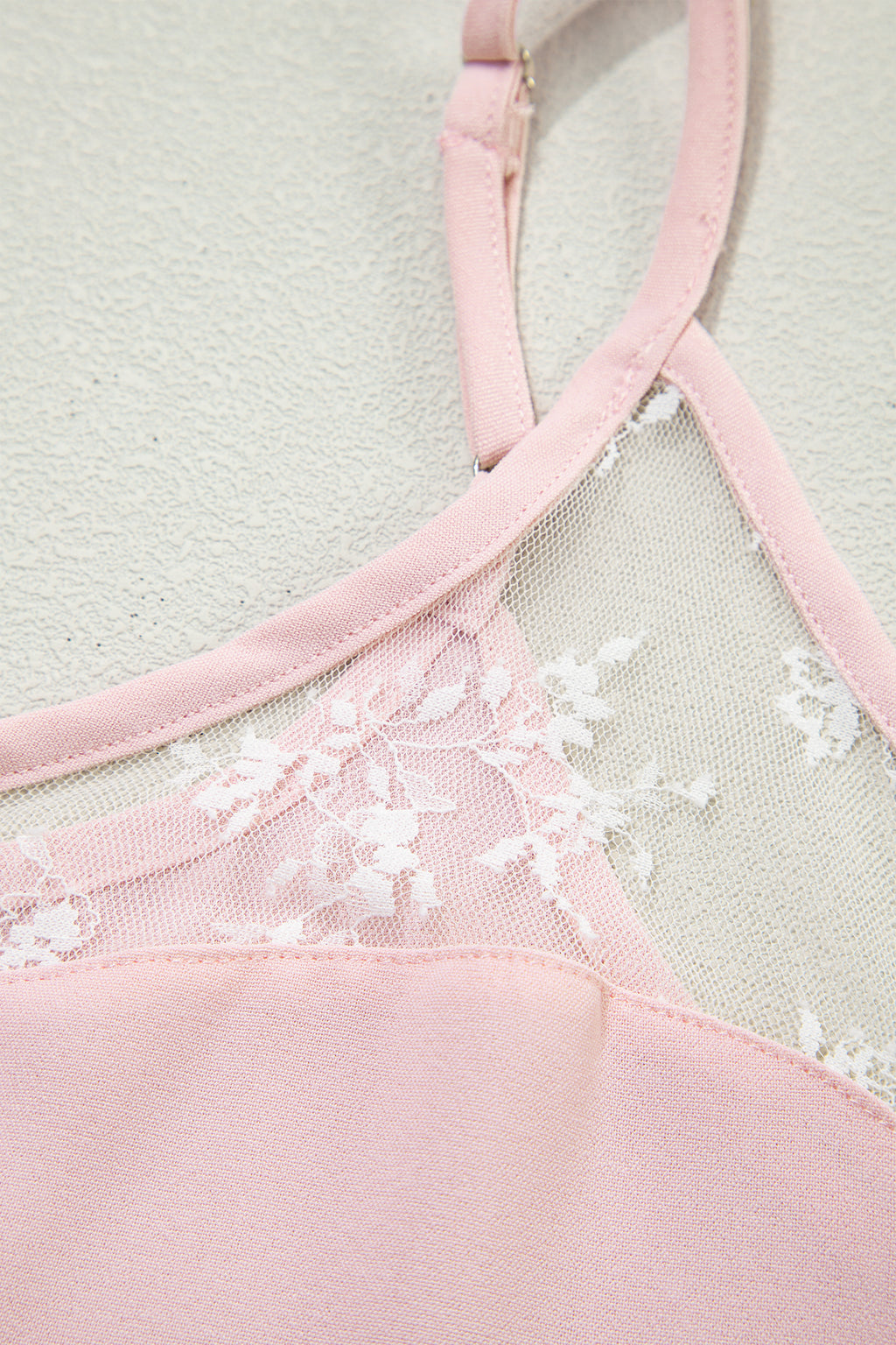 Light Pink Sheer Lace Patchwork Camisole Nightgown Dress 🇺🇸