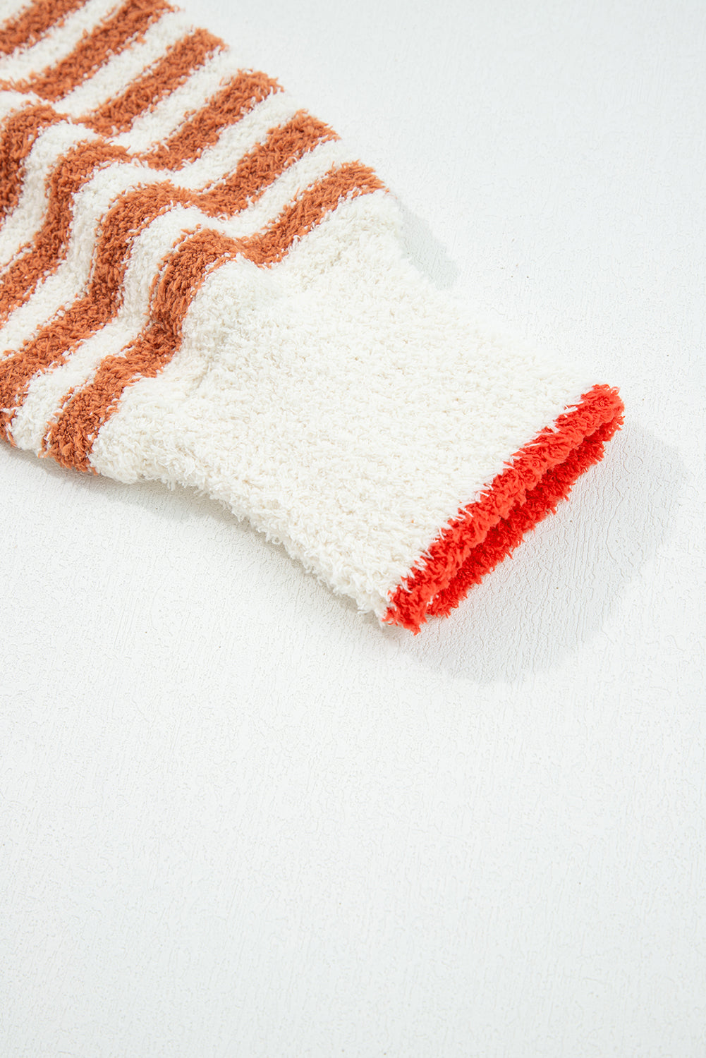 Orange Stripe Cowl Neck Drop Shoulder Sweater 🇺🇸