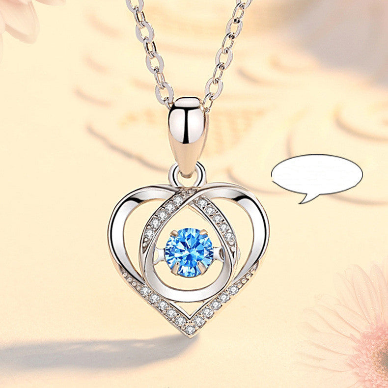 Beating Heart Necklace Women's Korean-style Elegant Smart Heart-shaped Collarbone Necklace Gift Pendant 🇨🇳