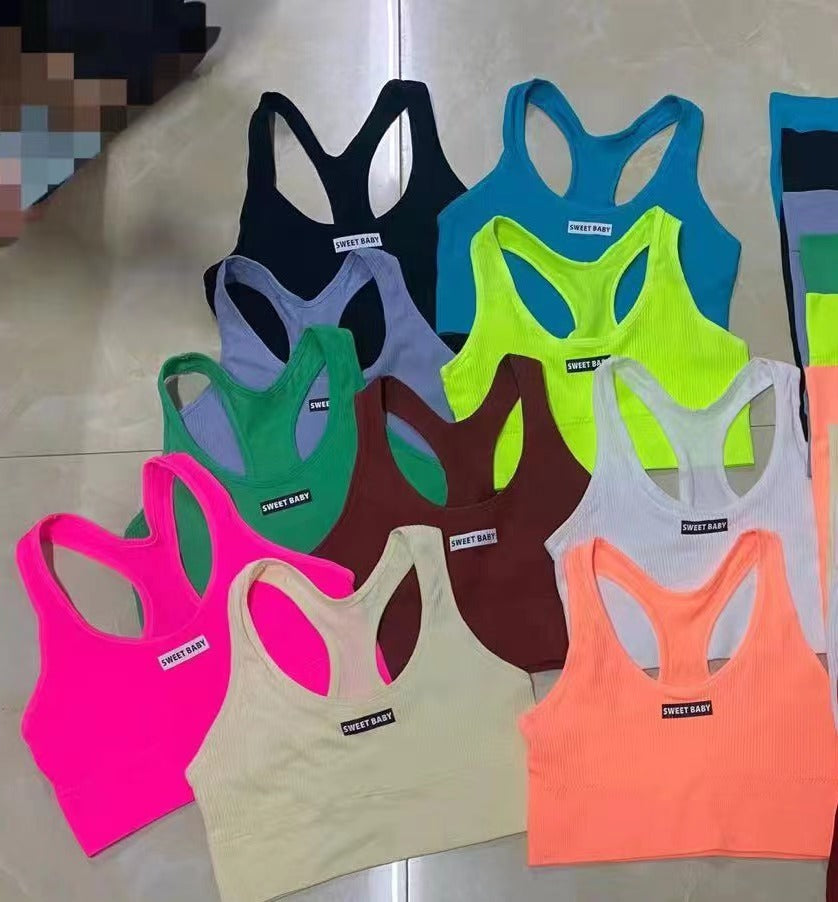 Sports Yoga Suit With Chest Pad Shockproof Beauty Back Hip Withdraw Stretch Sports Women's Shorts 🇨🇳
