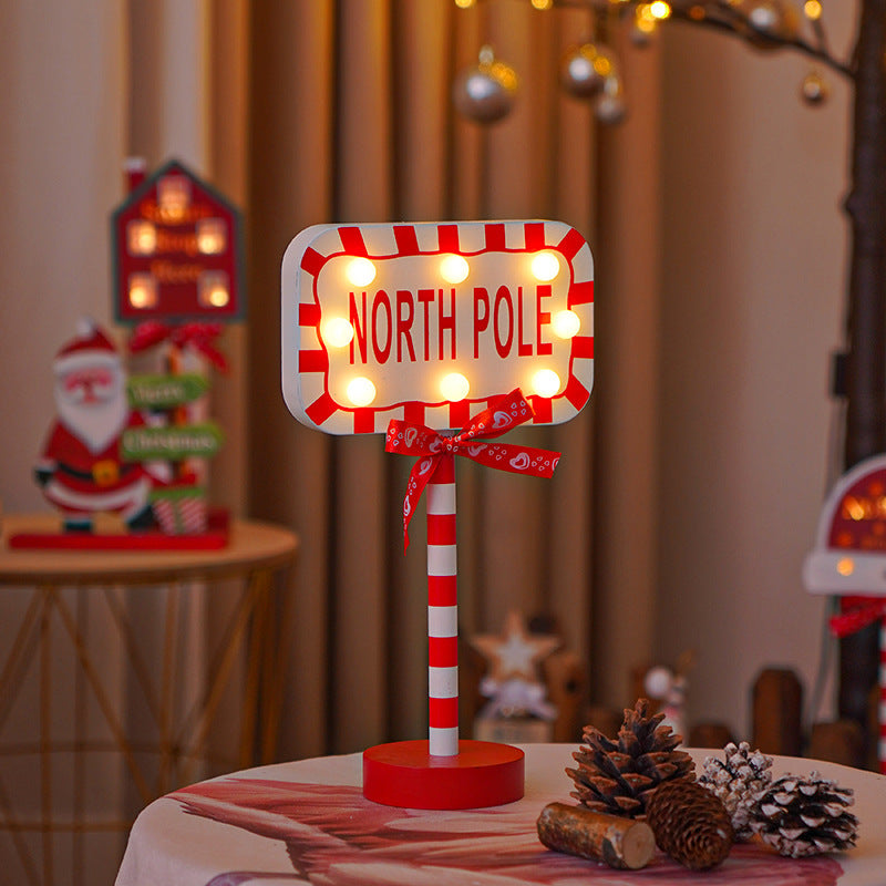 Christmas Road STOP Decorative Lights Wooden Atmosphere Led Colored Lamp 🇨🇳 l