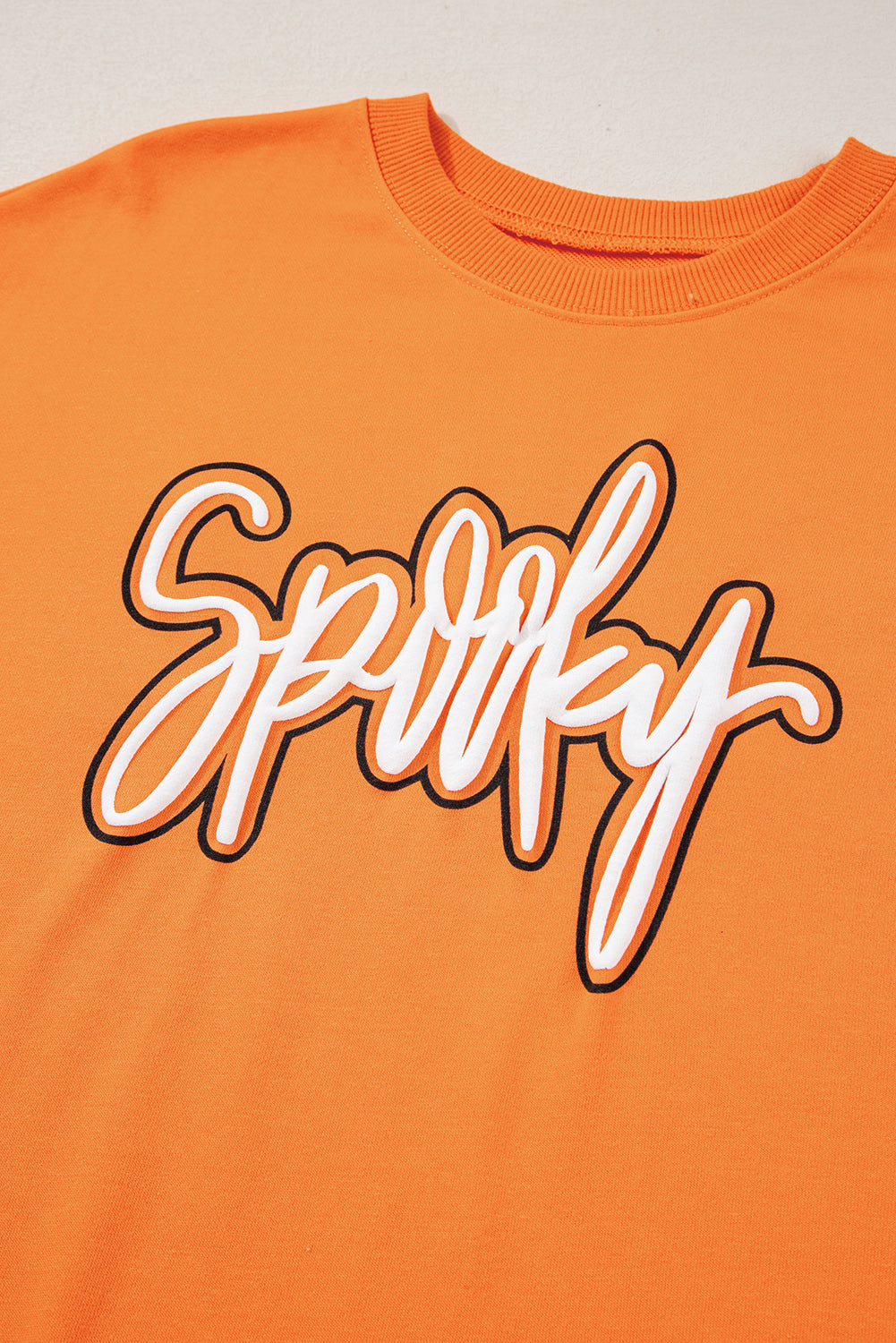 Grapefruit Orange Spooky Graphic Halloween Crew Neck Holiday Sweatshirt 🇺🇸