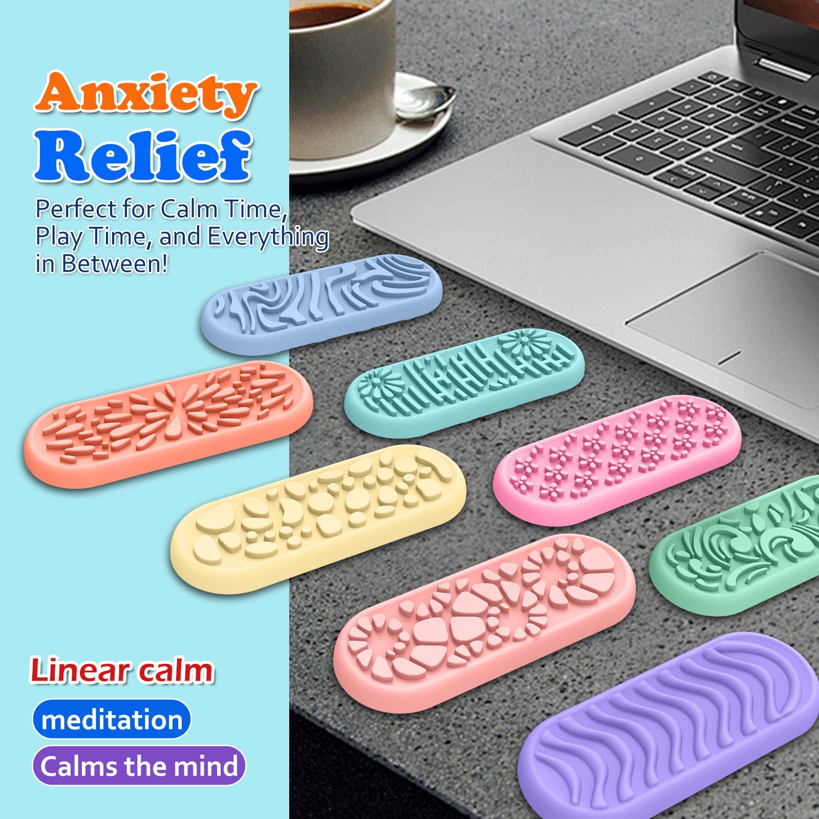 Fidget Toys Sensory Stones For Kids Soft Silicone Textured Stress-Relief Toy 🇨🇳