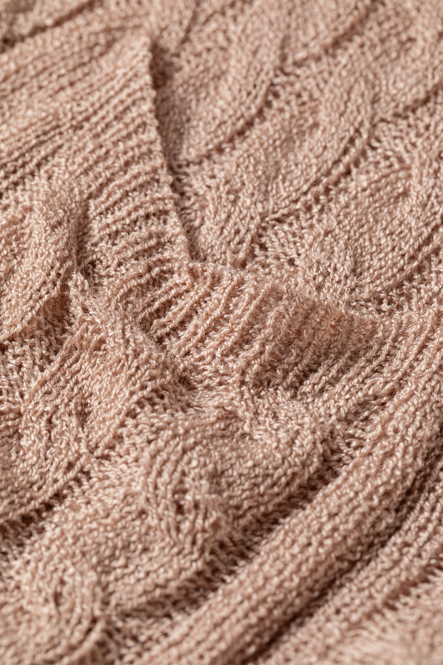 Old Rose Hollowed Pattern Knit Drop Shoulder Open Sweater Cardigan 🇺🇸