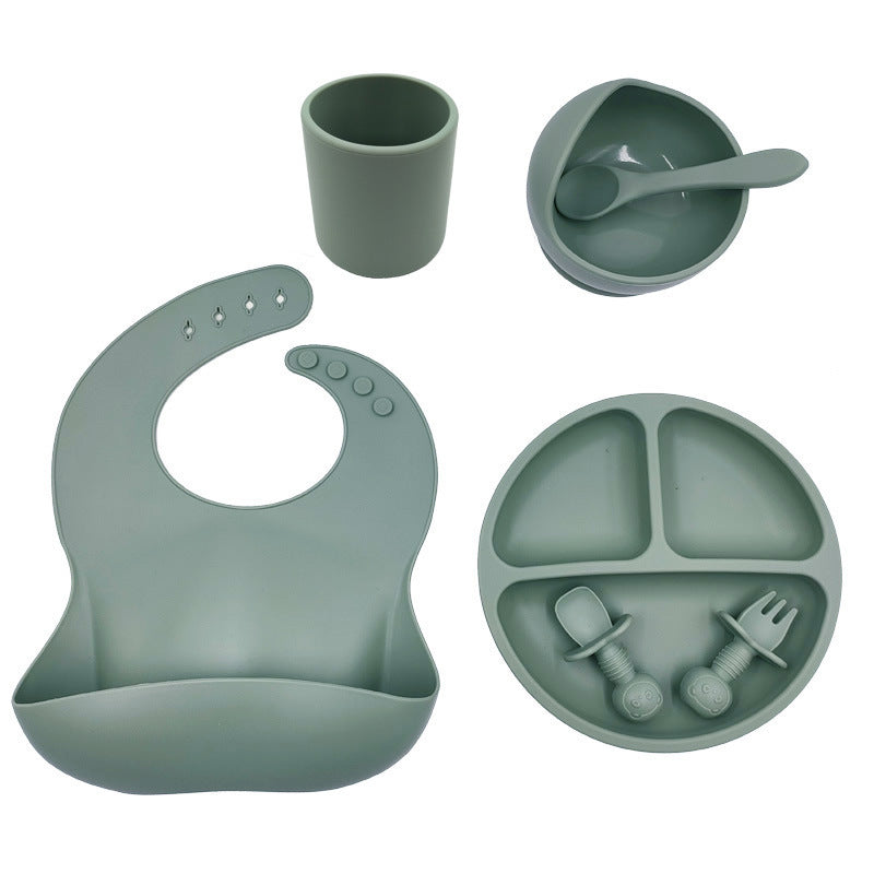 Baby Cutlery Set Silicone Bib Silicone Cup Spoon 🇨🇳