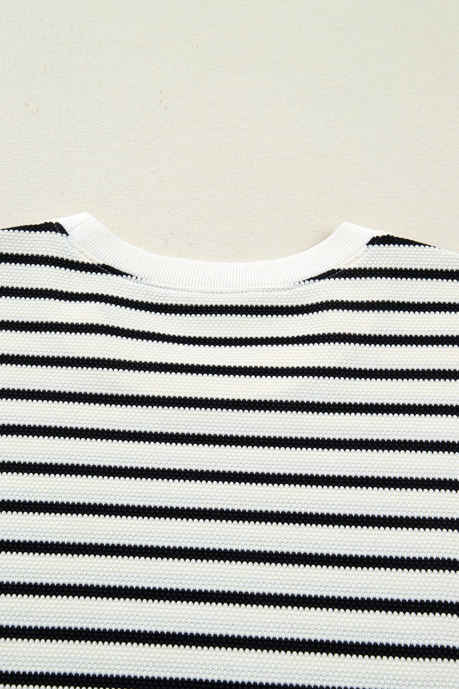 White Stripe Ruffle Trim Drop Shoulder Top Drawstring Loose Pant Set 🇺🇸