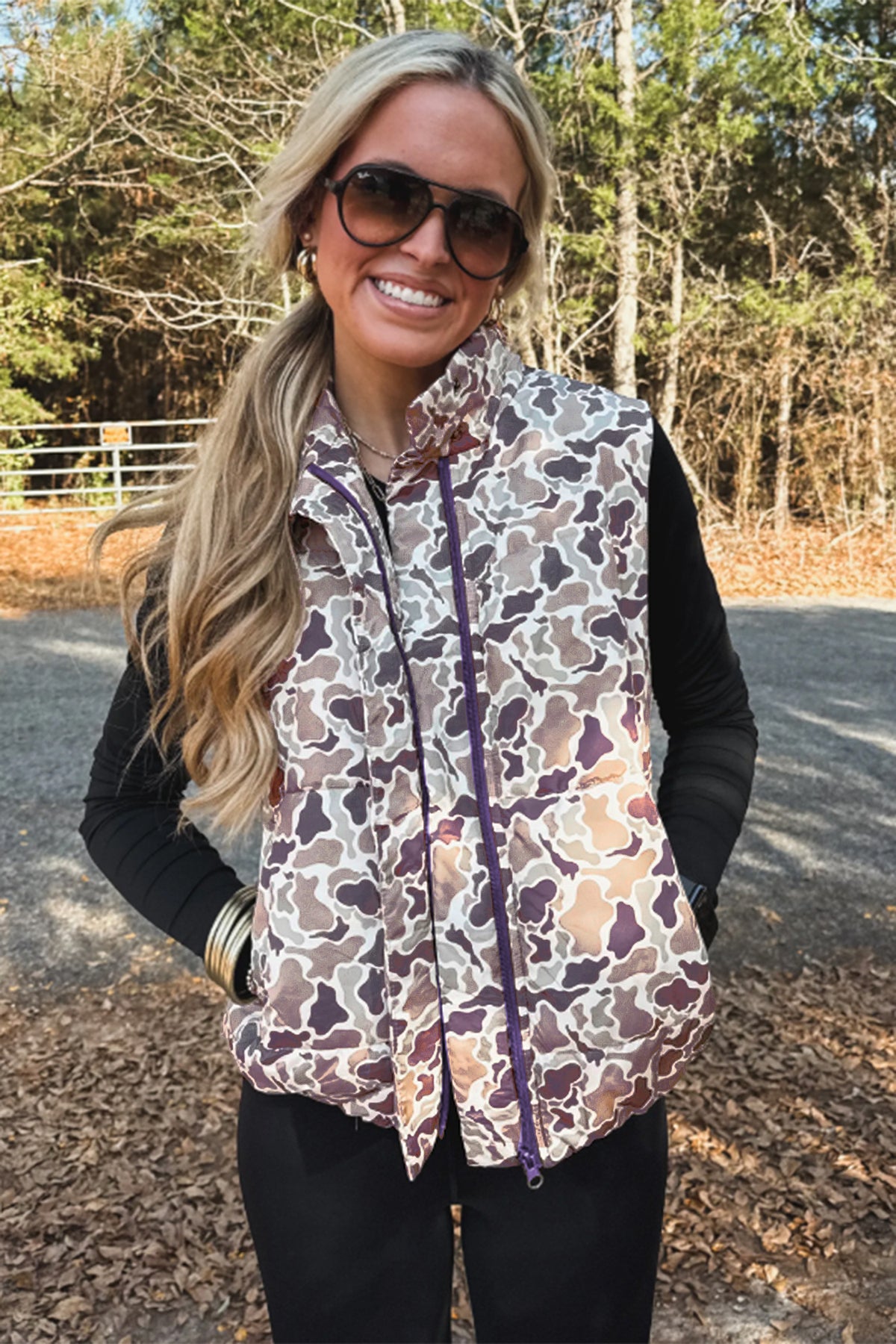 Multicolour Camouflage Puffer Zip-up Stand Neck Sleeveless Vest 🇺🇸