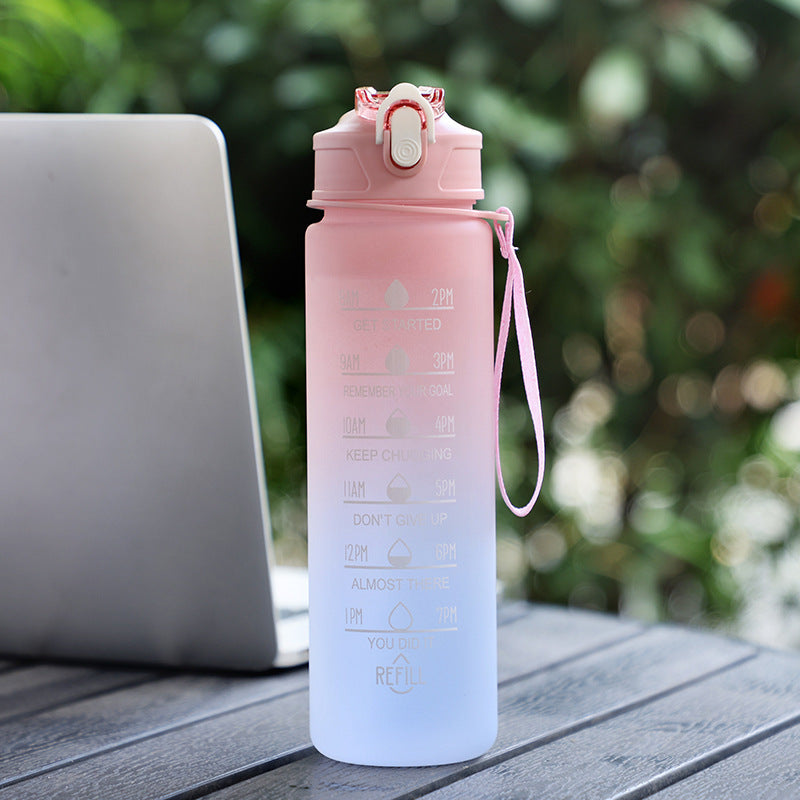 Large Capacity Sports Plastic Scale Water Bottle Portable Sports Bottle Portable Drinking Cup With Straw 🇨🇳