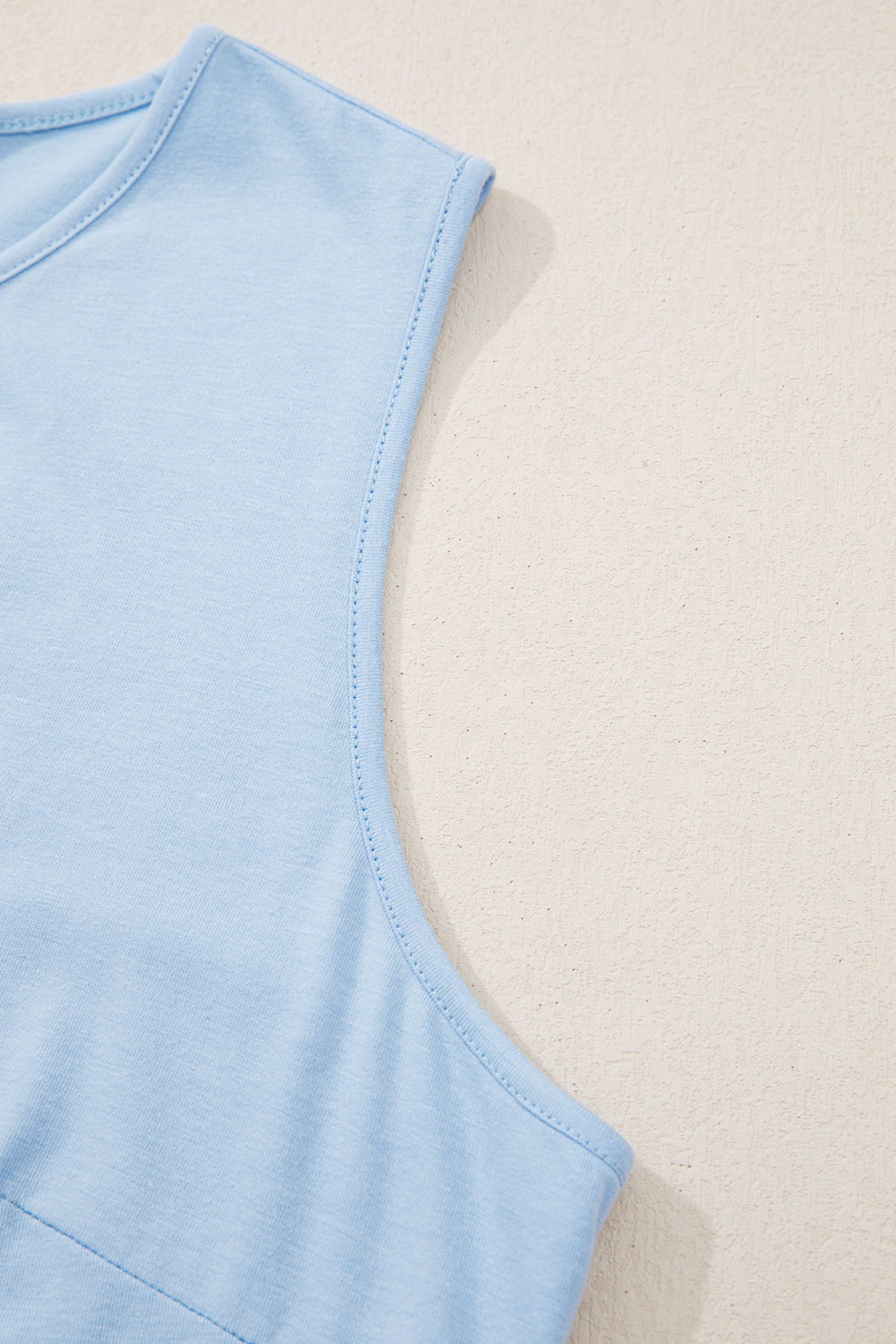Beau Blue Plus Size Solid Color Bow Tie Peplum Tank Top 🇺🇸