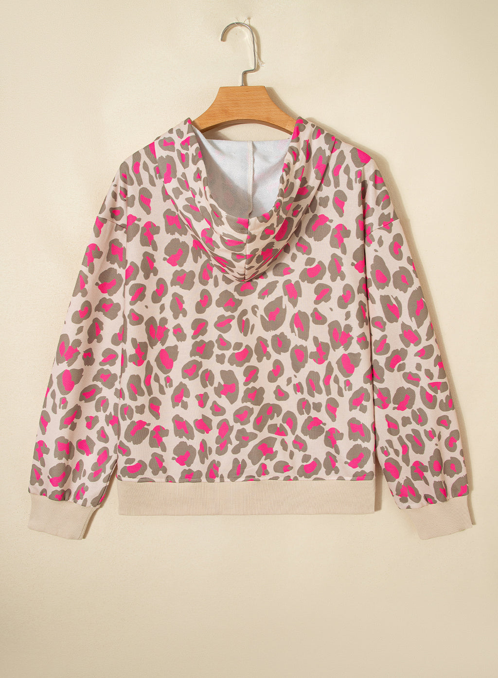 Rose Leopard Print Zip-up Hooded Sweatshirt 🇺🇸