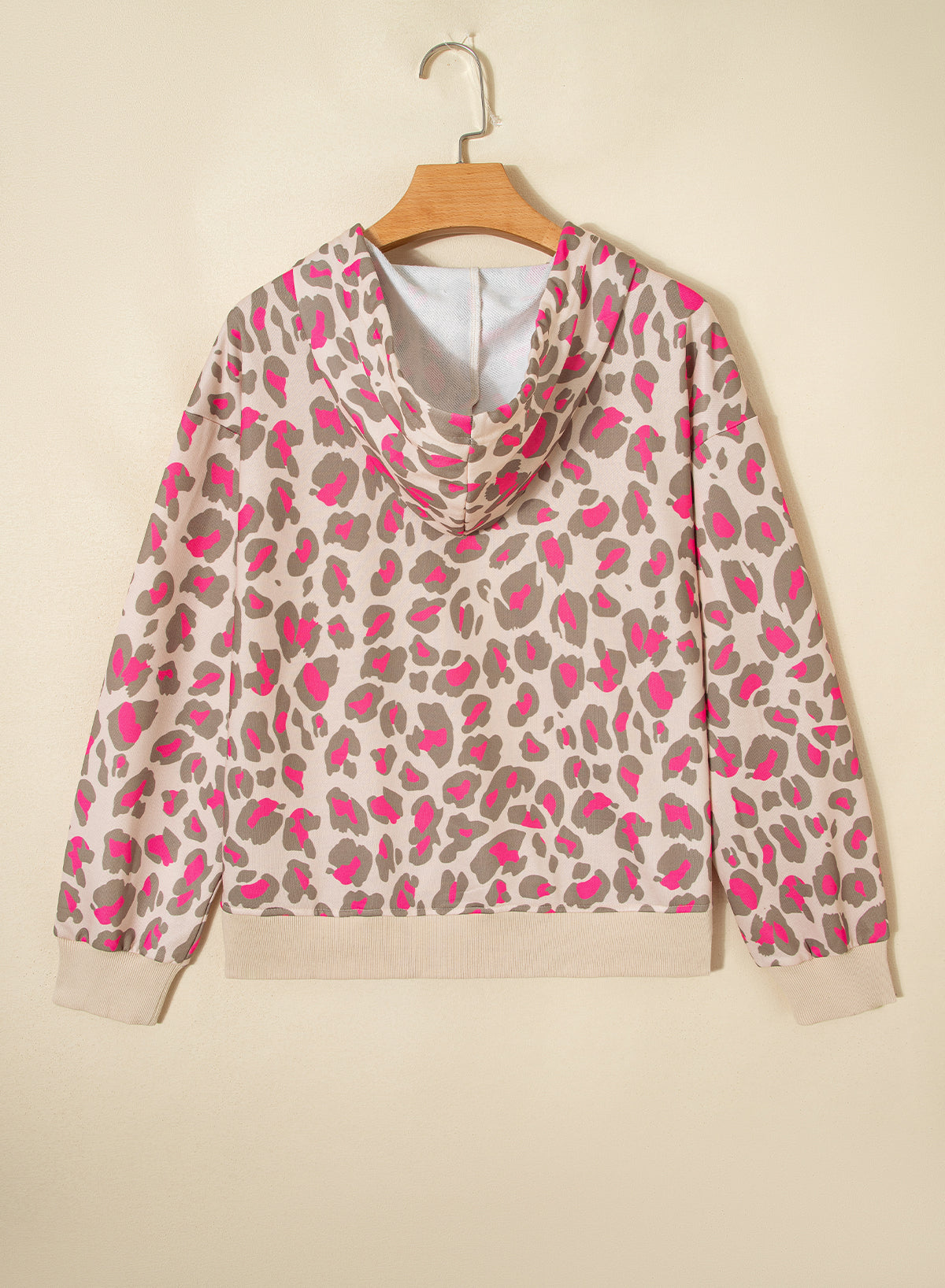 Rose Leopard Print Zip-up Hooded Sweatshirt 🇺🇸