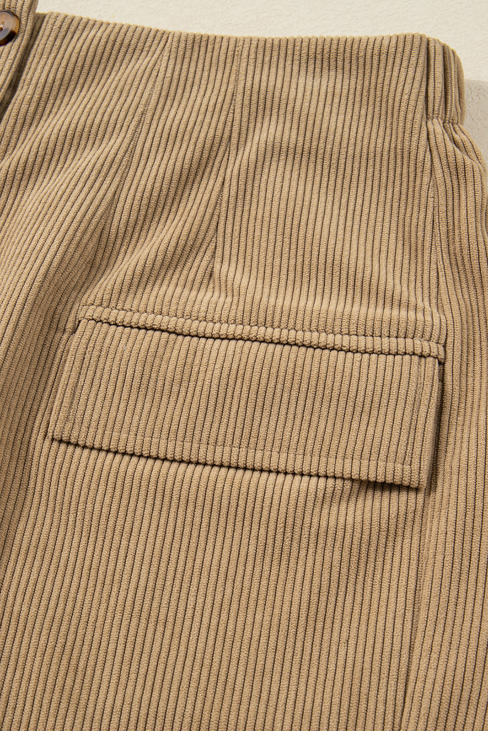 Camel Corduroy Buttoned Front Faux Pockets Mini Skirt 🇺🇸