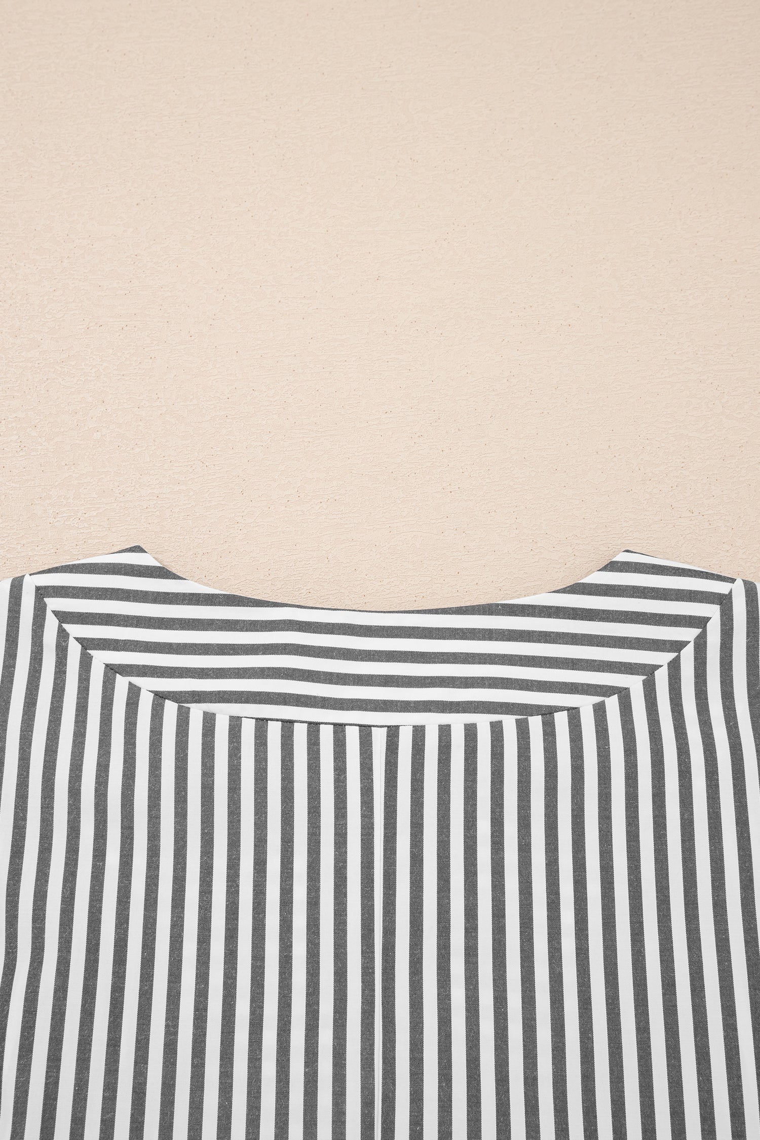 Black Stripe Plus Size V Neck Roll-tab Short Dolman Sleeve Blouse 🇺🇸