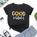 Letter Sunflower Print Ladies Short Sleeve O Neck Loose T Shirt Summer Ladies 🇨🇳