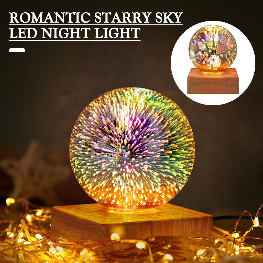 USB 3D Firework Crystals Ball Night Light  Plug In Romantic Star LED Night Light Christmas Lights Christmas Home Decorations 🇨🇳