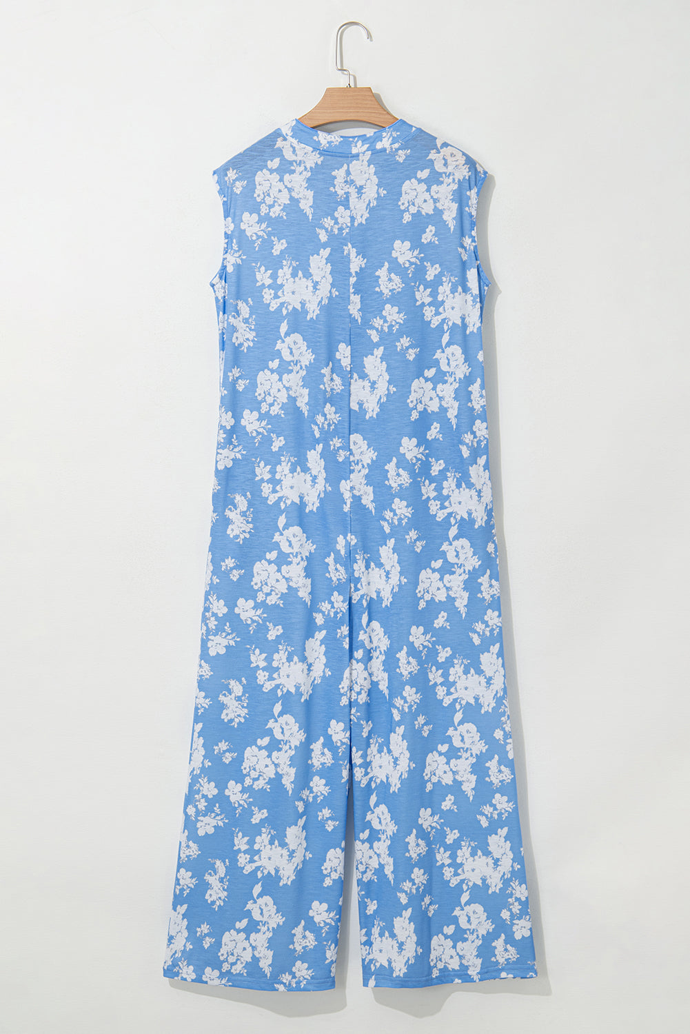 Myosotis Floral Print Half Button Wide Leg Relaxed Sleeveless Jumpsuit 🇺🇸