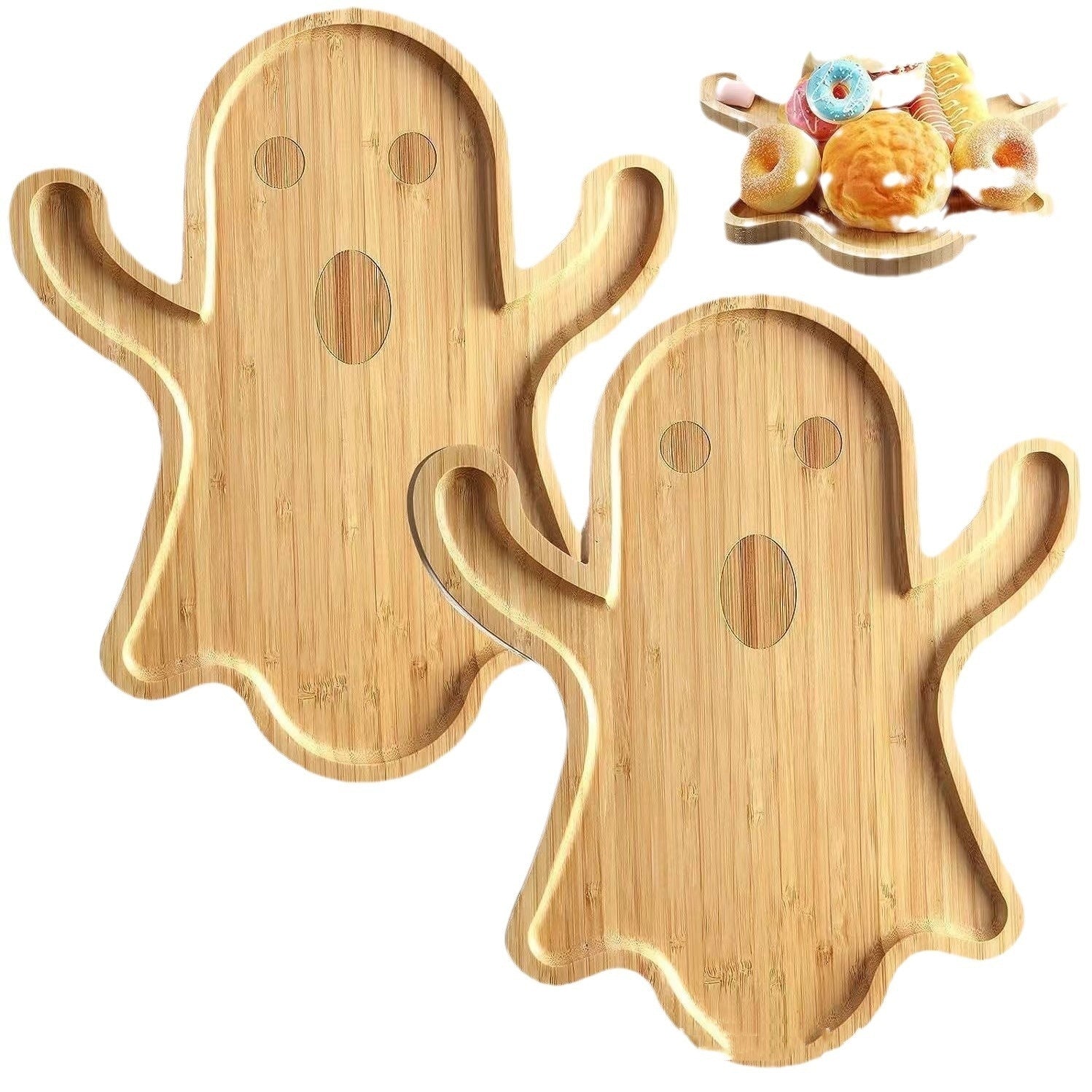 Halloween Ghost  Bamboo Wood Cheese Platter Tray For Candy Cookie Kitchen Gadgets 🇨🇳