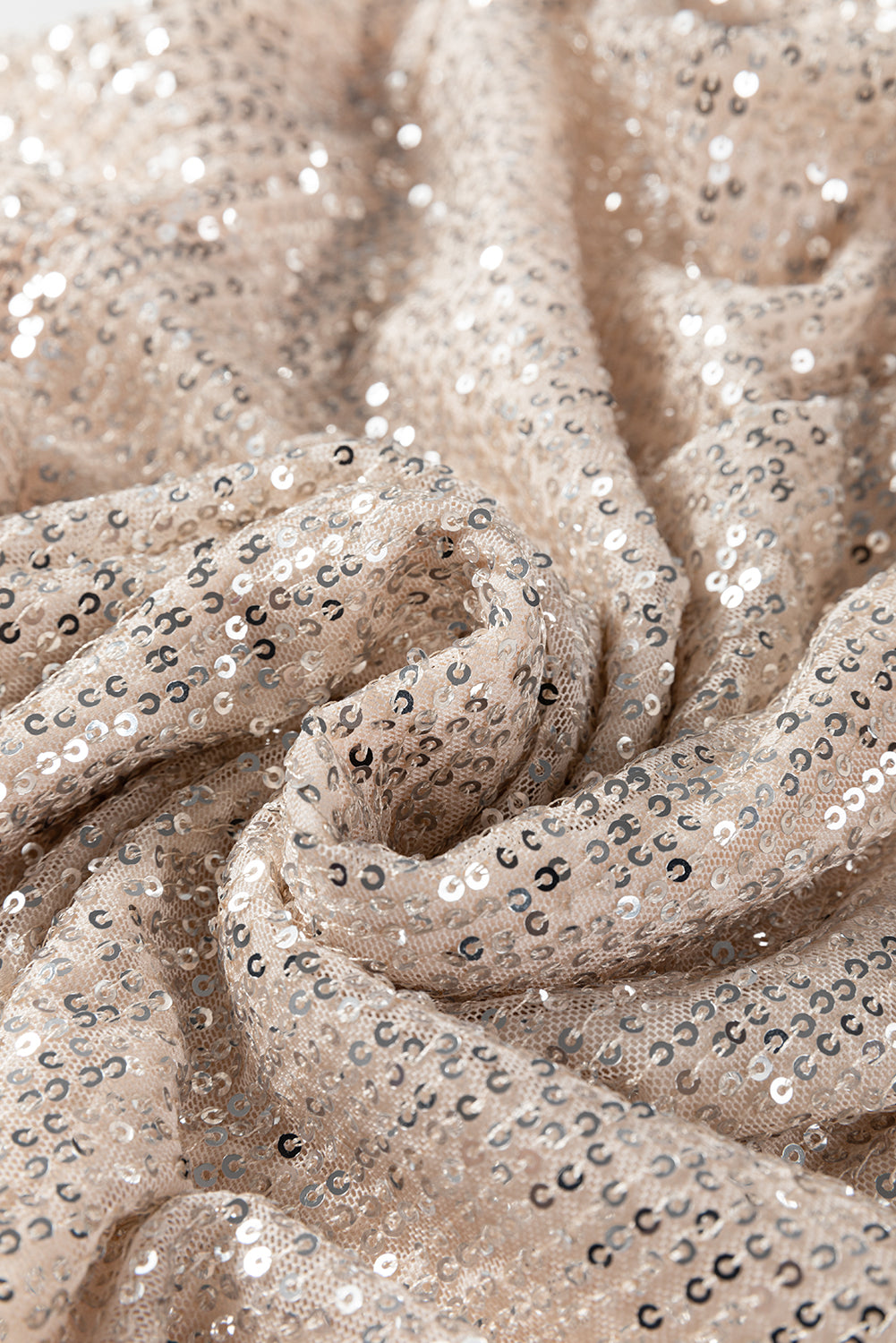 Jet Stream Sequin Mock Neck Drape Open Back Bell Sleeve Top 🇺🇸