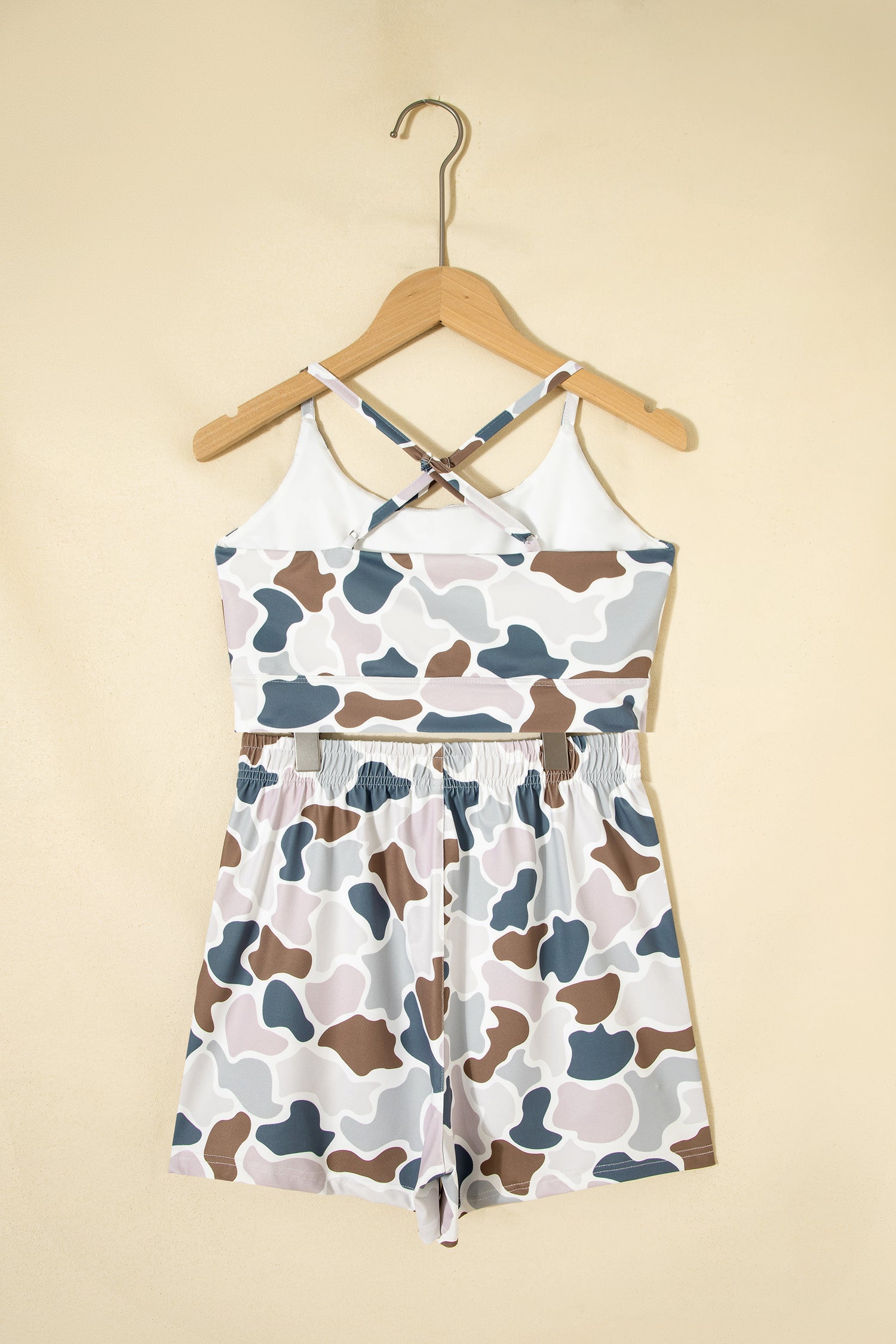 Multicolour Camouflage Printed Cropped Tank Athleisure 2pcs Short Set 🇺🇸