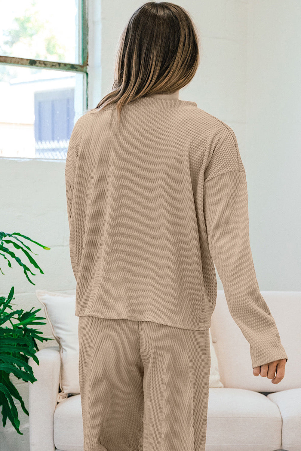 Smoke Gray Loose Textured Pullover and Pants Outfit 🇺🇸