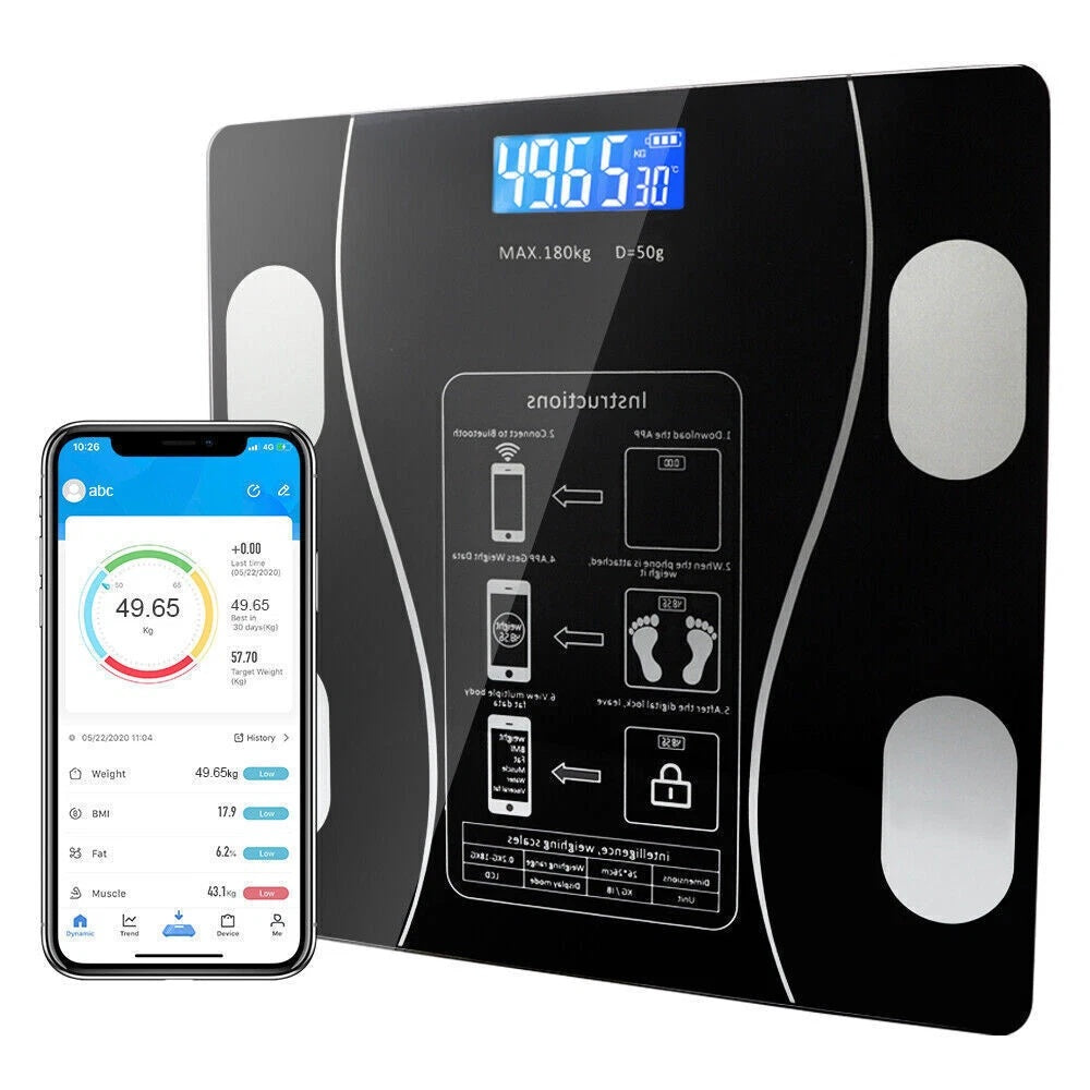 Body Fat Scale 180kg Bluetooth Smart BMI Digital Bathroom Wireless Weight Scales 🇨🇳