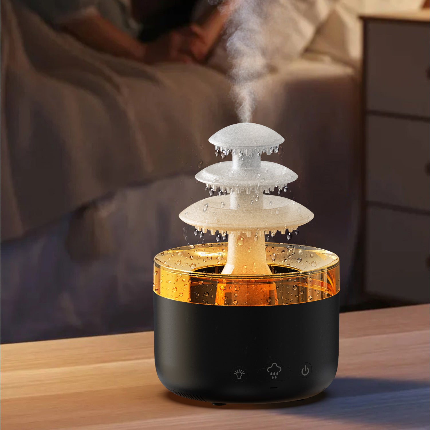 New Cloud Rain Air Humidifier Essential Oil Aromatherapy Diffuser USB Mute Mist Air Humidifier With Colorful Light 🇨🇳